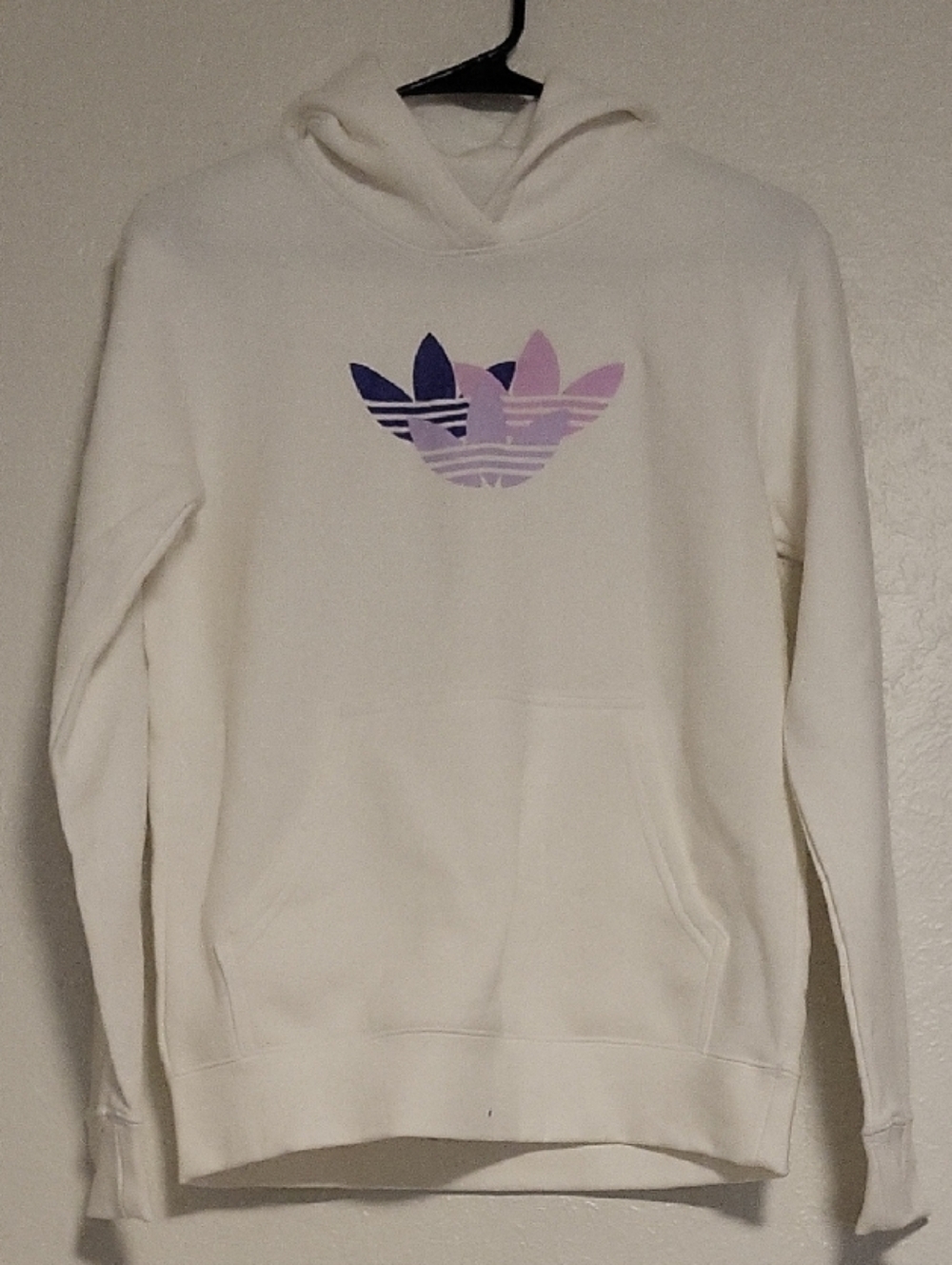 adidas White Hoodie Sweater with Purple Gradient Trefoil